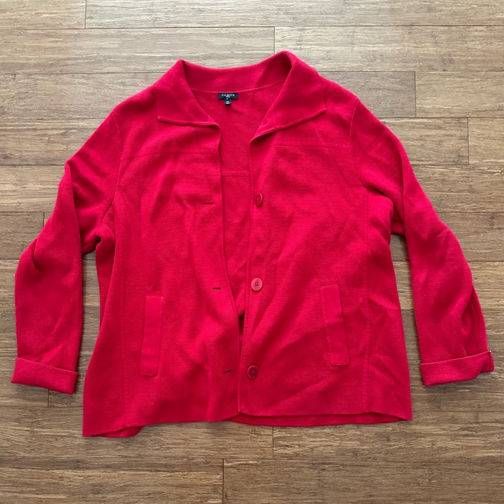 Talbots Red Button Up Sweater Size 2x - image 1